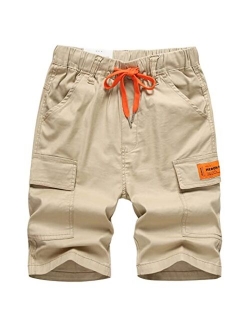 LOKTARC Boys Cargo Shorts Elastic Waist Multi Pocket Contrast Summer Shorts