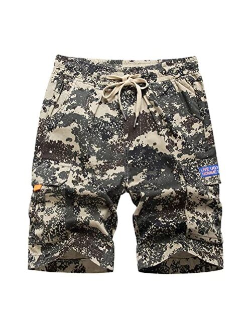 LOKTARC Boys Pull On Camo Shorts Kids Bermuda Summer Knee Length Pants