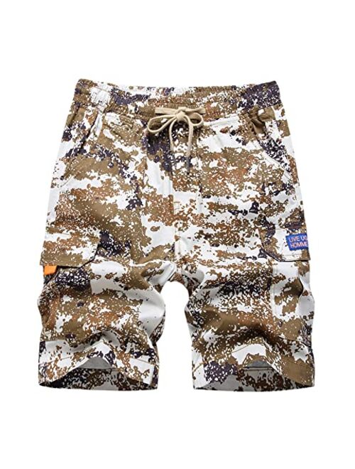 LOKTARC Boys Pull On Camo Shorts Kids Bermuda Summer Knee Length Pants