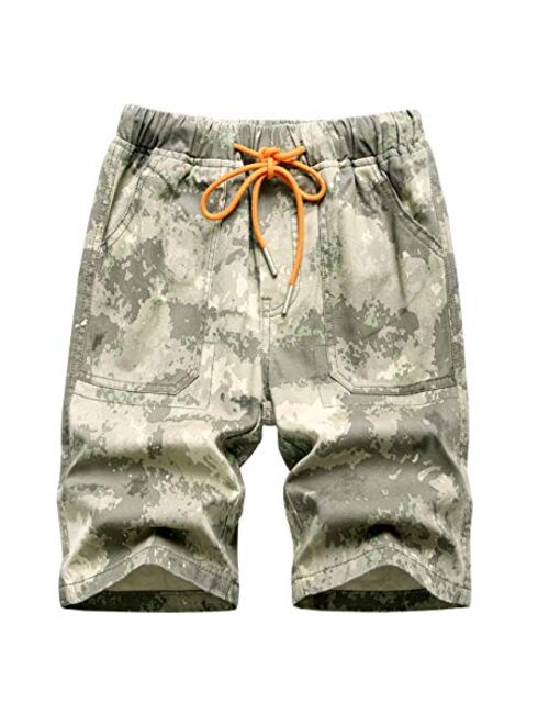 LOKTARC Boys Pull On Camo Shorts Kids Bermuda Summer Knee Length Pants