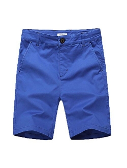 KID1234 Boys Shorts - Flat Front Shorts with Adjustable Waist,Chino Shorts for Boys 5-14 Years,6 Colors to Choose