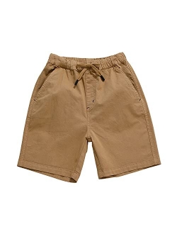 KID1234 Boys Shorts - Flat Front Shorts with Adjustable Waist,Chino Shorts for Boys 5-14 Years,6 Colors to Choose