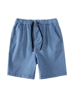 KID1234 Boys Shorts - Flat Front Shorts with Adjustable Waist,Chino Shorts for Boys 5-14 Years,6 Colors to Choose