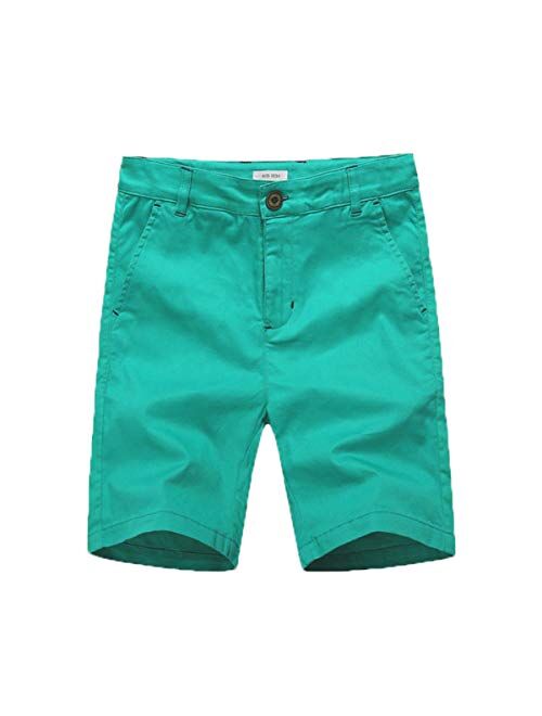 KID1234 Boys Shorts - Flat Front Shorts with Adjustable Waist,Chino Shorts for Boys 5-14 Years,6 Colors to Choose