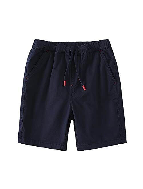 KID1234 Boys Shorts - Flat Front Shorts with Adjustable Waist,Chino Shorts for Boys 5-14 Years,6 Colors to Choose