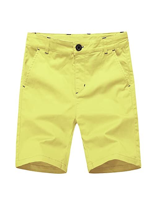 KID1234 Boys Shorts - Flat Front Shorts with Adjustable Waist,Chino Shorts for Boys 5-14 Years,6 Colors to Choose