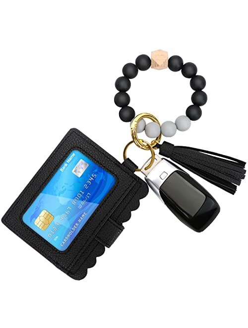 Unistybag Wristlet Keychain for Women Silicone Key Ring Bracelet Wristlet Wallet Bracelet Keychain Card Holder Keyring