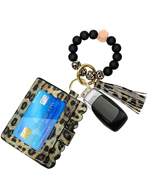 Unistybag Wristlet Keychain for Women Silicone Key Ring Bracelet Wristlet Wallet Bracelet Keychain Card Holder Keyring