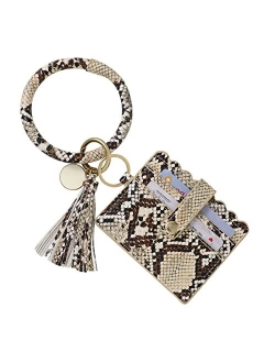 DYSHAYEN Wristlet Bracelet Keychain Wallet,Tassel Key Ring Bangle Card Holder Purse for Women