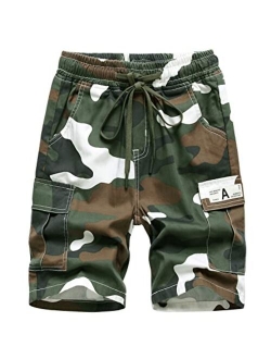 TLAENSON Kids Camo Cargo Shorts Boys Pull On Military Summer Camouflage Bermuda Shorts