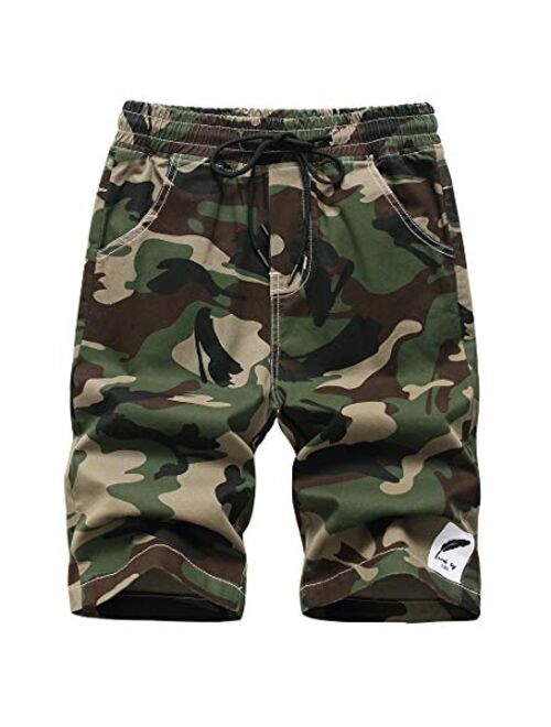 TLAENSON Kids Camo Cargo Shorts Boys Pull On Military Summer Camouflage Bermuda Shorts