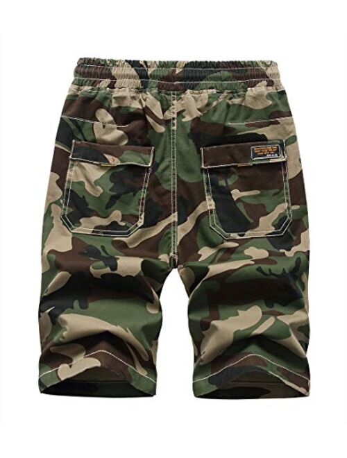 TLAENSON Kids Camo Cargo Shorts Boys Pull On Military Summer Camouflage Bermuda Shorts