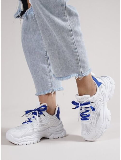 Shein Colorblock Lace-up Front Chunky Sneakers