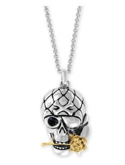 Collection EFFY Men's Two-Tone Skull & Rose 20" Pendant Necklace in Sterling Silver & 18k Gold-Plate