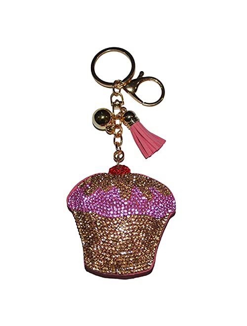 Popfizzy Rhinestone Keychain for Women and Girls Bling Purse Charms Backpack Accessories, Fancy Key Fob Tassel Key Chain