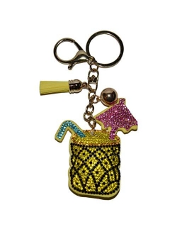 Popfizzy Bling Keychain for Women and Girls Backpack Accessories, Rhinestone Purse Charms, Cute Key Fob Tassel Key Chain