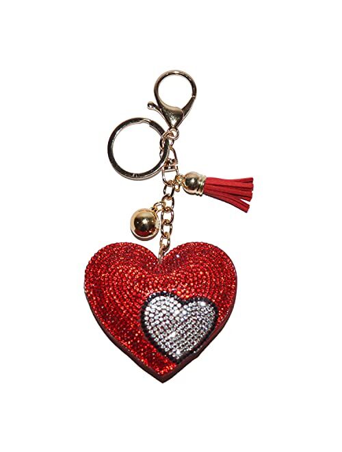 Popfizzy Bling Keychain for Women and Girls Backpack Accessories, Rhinestone Purse Charms, Cute Key Fob Tassel Key Chain