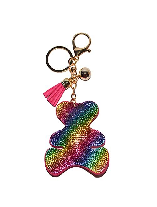 Popfizzy Bling Keychain for Women and Girls Backpack Accessories, Rhinestone Purse Charms, Cute Key Fob Tassel Key Chain