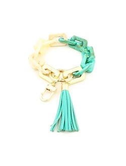 Mapott Key Ring Bracelet Wristlet Keychain Resin Keyring for Women with Tassel for Keys