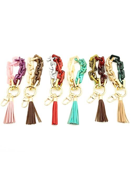 Mapott Key Ring Bracelet Wristlet Keychain Resin Keyring for Women with Tassel for Keys