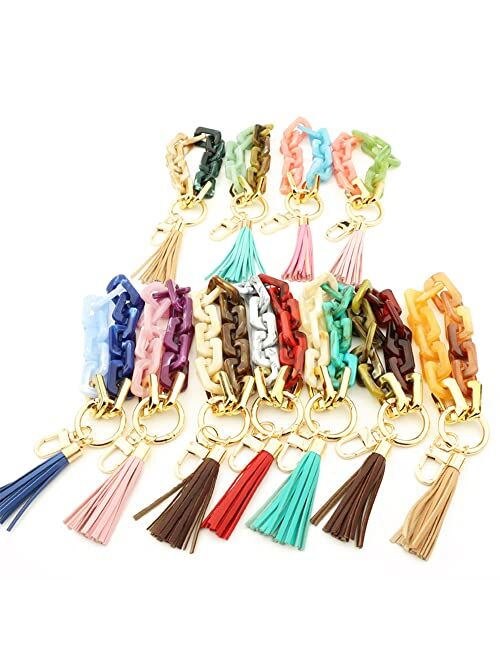 Mapott Key Ring Bracelet Wristlet Keychain Resin Keyring for Women with Tassel for Keys