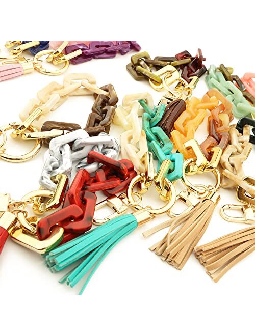 Mapott Key Ring Bracelet Wristlet Keychain Resin Keyring for Women with Tassel for Keys