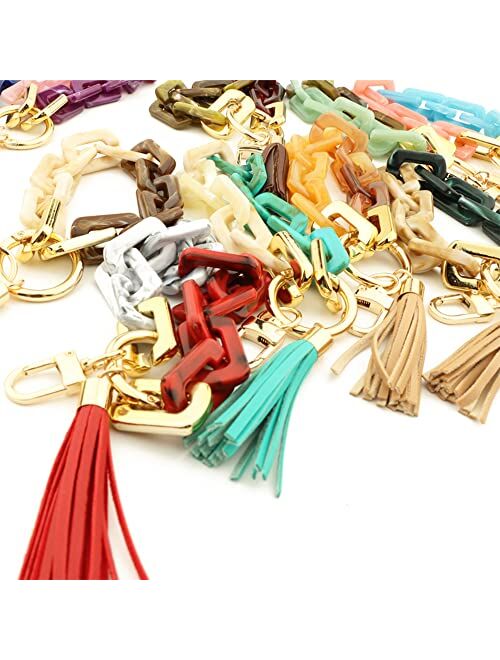 Mapott Key Ring Bracelet Wristlet Keychain Resin Keyring for Women with Tassel for Keys