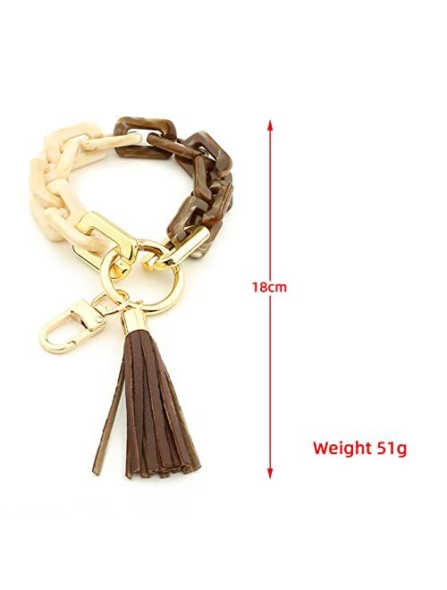 Mapott Key Ring Bracelet Wristlet Keychain Resin Keyring for Women with Tassel for Keys