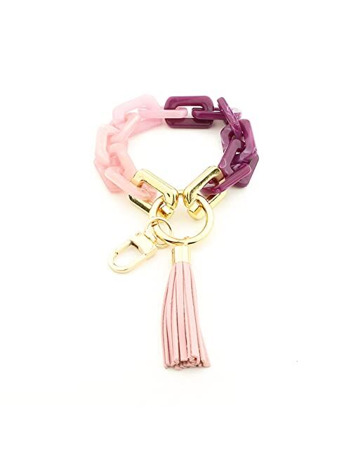 Mapott Key Ring Bracelet Wristlet Keychain Resin Keyring for Women with Tassel for Keys