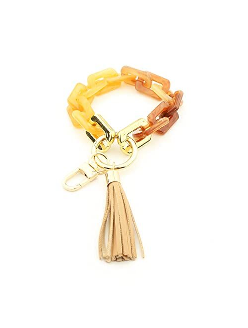 Mapott Key Ring Bracelet Wristlet Keychain Resin Keyring for Women with Tassel for Keys