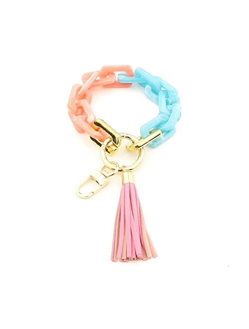 Mapott Key Ring Bracelet Wristlet Keychain Resin Keyring for Women with Tassel for Keys