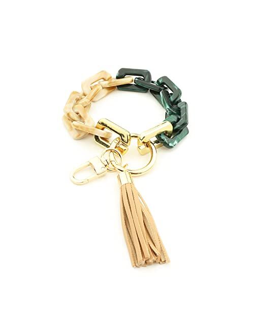 Mapott Key Ring Bracelet Wristlet Keychain Resin Keyring for Women with Tassel for Keys