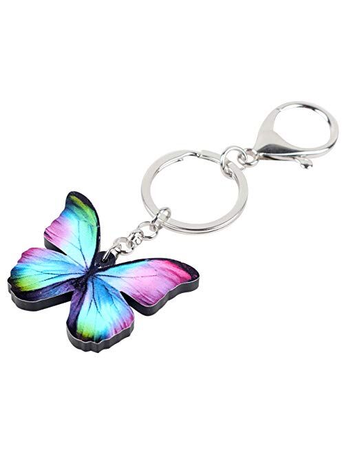 Bonsny Acrylic Floral Butterfly Keychains Key Ring Car Purse Bags INSECT Charms Gifts