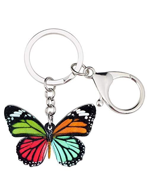 Bonsny Acrylic Floral Butterfly Keychains Key Ring Car Purse Bags INSECT Charms Gifts