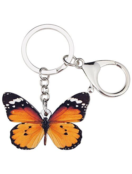 Bonsny Acrylic Floral Butterfly Keychains Key Ring Car Purse Bags INSECT Charms Gifts