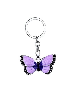 SPDD Butterfly Key Chain,Acrylic Colorful Butterfly Keychains Keyring Cute Keychains Fashion Accessories Jewelry Butterfly Key Ring for Women(Blue)