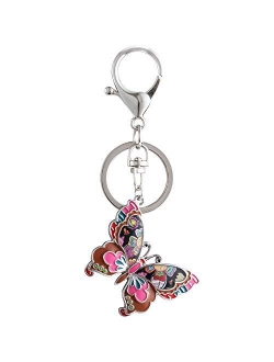 Luckeyui Unique Enamel Butterfly Keychain Women Cute Insect Keyring