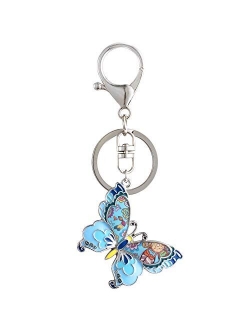 Luckeyui Unique Enamel Butterfly Keychain Women Cute Insect Keyring