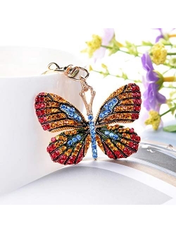 Grtdrm Cute Butterfly Shape Crystal Rhinestone Sparkling Keychain Bag Pendant Handbag Charm for Women Girls