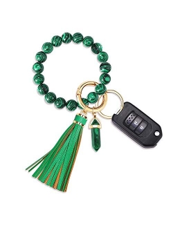 Moloch Key Ring Bracelet-Stone Beaded Wristlet Keychain Bracelet-Tassel Wrist Key Holder Cute Car Keychain For Women Gift