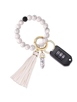 Moloch Key Ring Bracelet-Stone Beaded Wristlet Keychain Bracelet-Tassel Wrist Key Holder Cute Car Keychain For Women Gift