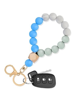 Shanshui Key Ring Wristlet Keychain Bracelet Silicone Beaded Car Keys Ring for Women