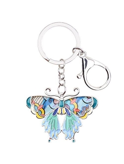 Enamel Metal Butterfly Key chains Rings For Women Girls Car Purse bag Pendant Charms