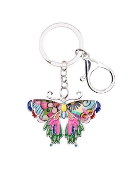 Enamel Metal Butterfly Key chains Rings For Women Girls Car Purse bag Pendant Charms