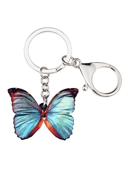 WEVENI Acrylic Monarch Butterfly Keychain Accesssories Keyring For Women Girl Bag Car Key Charms