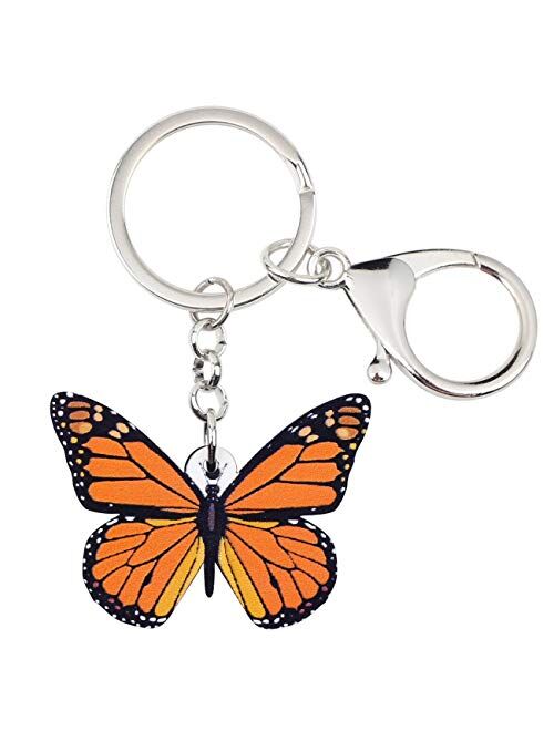 WEVENI Acrylic Monarch Butterfly Keychain Accesssories Keyring For Women Girl Bag Car Key Charms