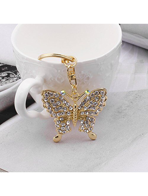 CHBC Crystal Butterfly Keychain Handbag Girl Pendant Key Chain Charm Keyring Keyfob