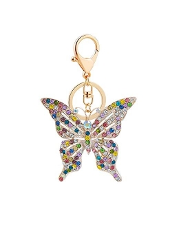 Wanlian Butterfly Bling Rhinestones Keychain for Women, Keyrings as Handbag Accessory