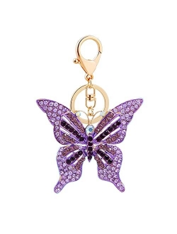 Wanlian Butterfly Bling Rhinestones Keychain for Women, Keyrings as Handbag Accessory