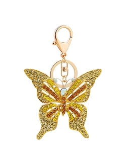 Wanlian Butterfly Bling Rhinestones Keychain for Women, Keyrings as Handbag Accessory